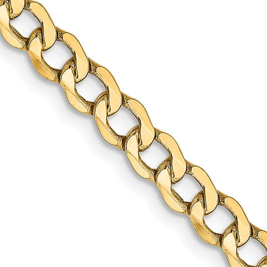 10k Yellow Gold 4.3mm Semi-Solid Curb Link Chain