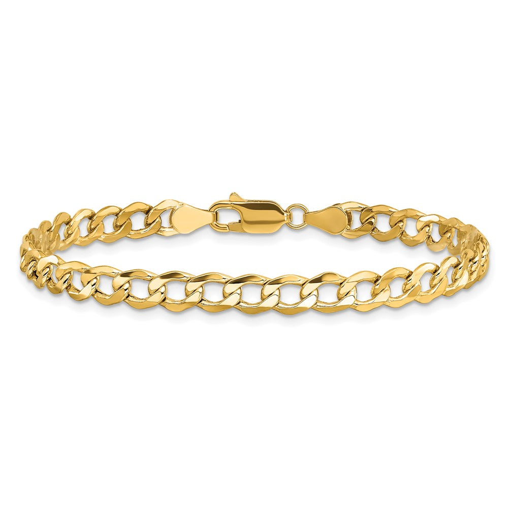 9 Inch 10K Yellow Gold 5.25mm Semi-Solid Curb Link Chain Bracelet