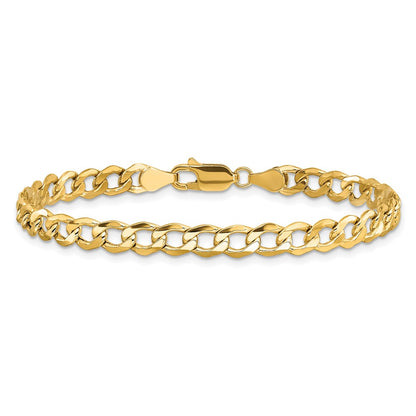 9 Inch 10K Yellow Gold 5.25mm Semi-Solid Curb Link Chain Bracelet