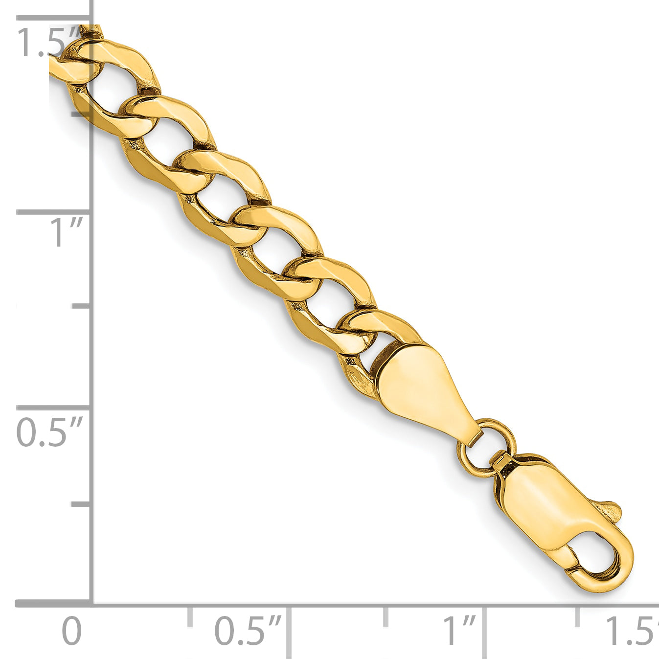 10k Yellow Gold 5.25mm Semi-Solid Curb Link Chain
