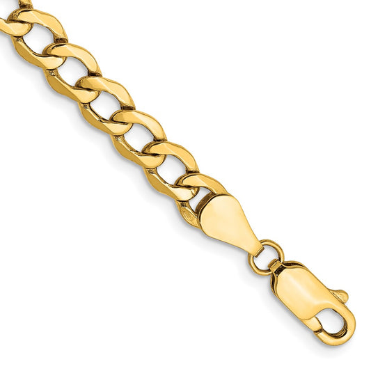 8 Inch 10k Yellow Gold 5.25mm Semi-Solid Curb Link Chain Bracelet