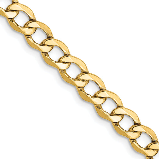 10k Yellow Gold 5.25mm Semi-Solid Curb Link Chain
