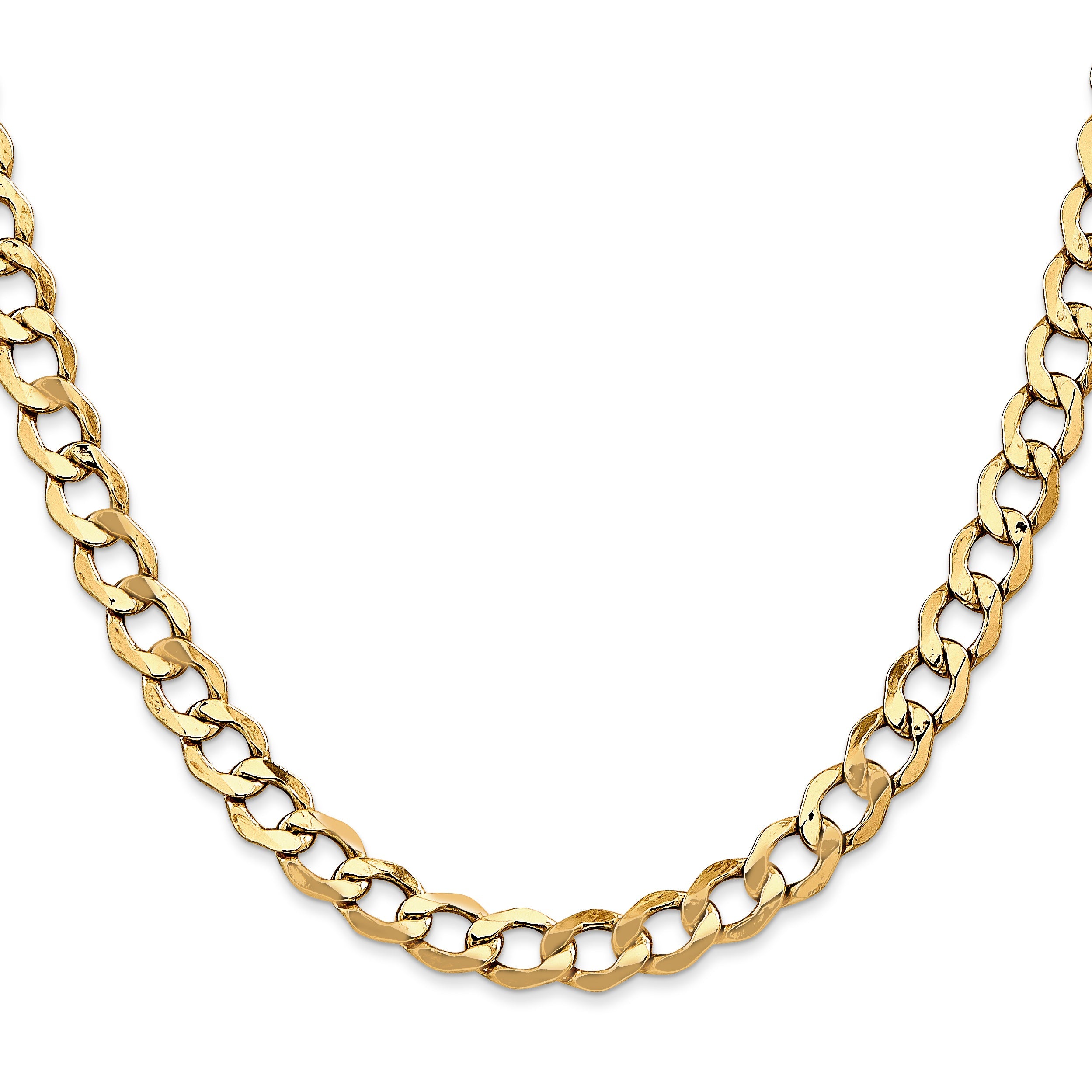 10k Yellow Gold 6.5mm Semi-Solid Curb Link Chain