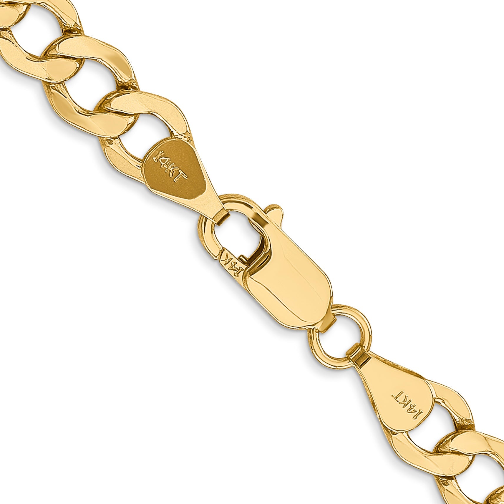 10k Yellow Gold 6.5mm Semi-Solid Curb Link Chain