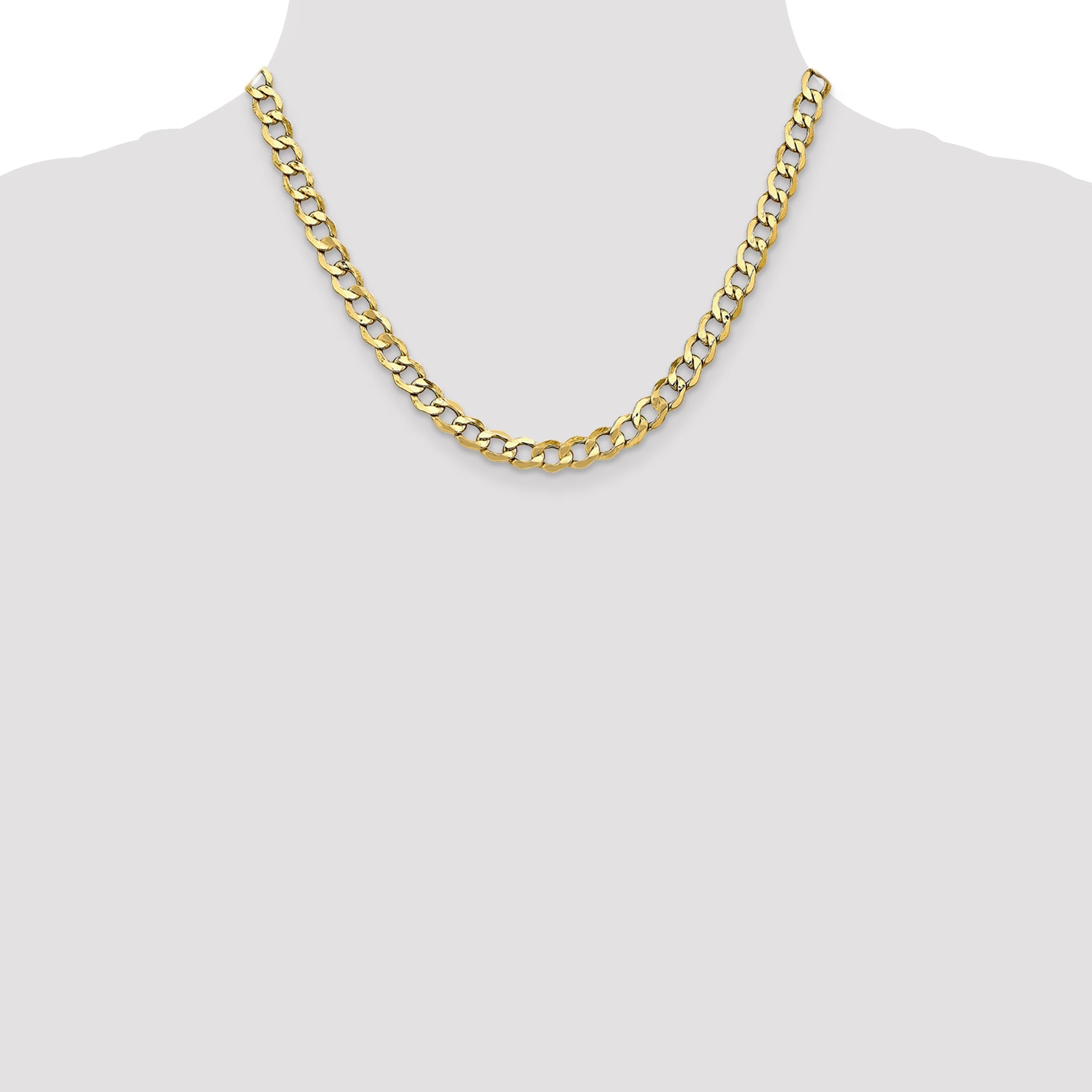 10k Yellow Gold 6.5mm Semi-Solid Curb Link Chain