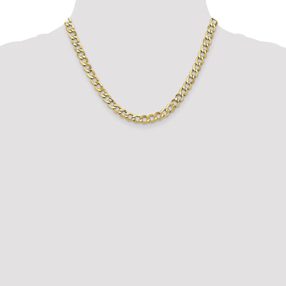 10k Yellow Gold 6.5mm Semi-Solid Curb Link Chain
