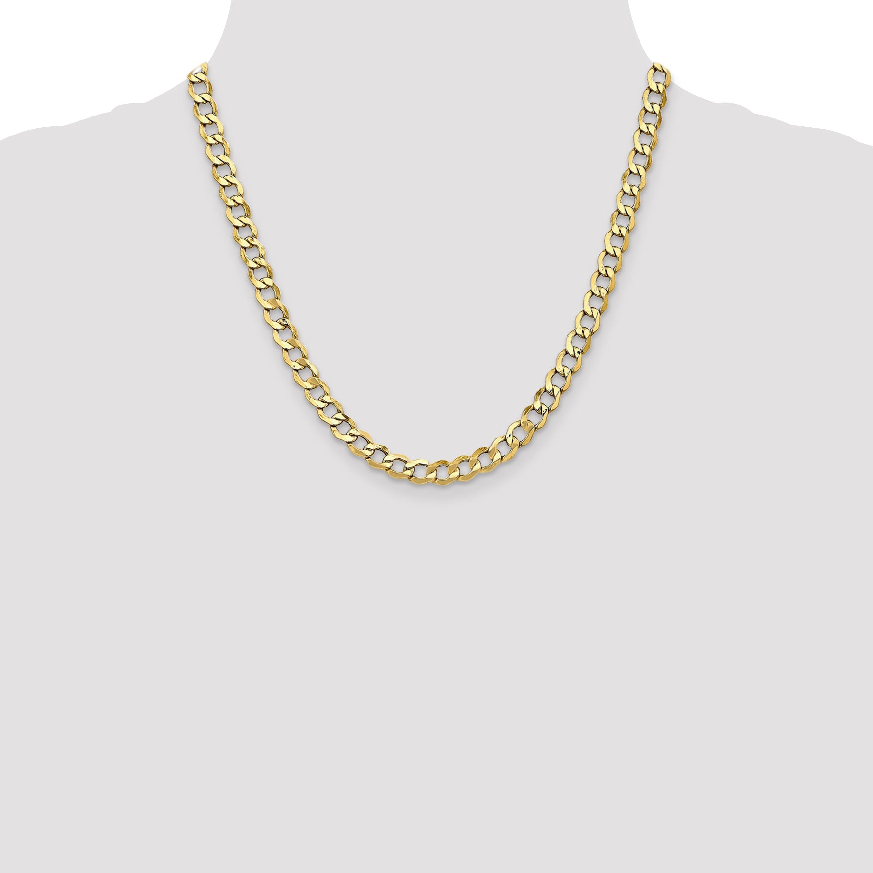 10k Yellow Gold 6.5mm Semi-Solid Curb Link Chain
