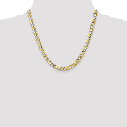 10k Yellow Gold 6.5mm Semi-Solid Curb Link Chain
