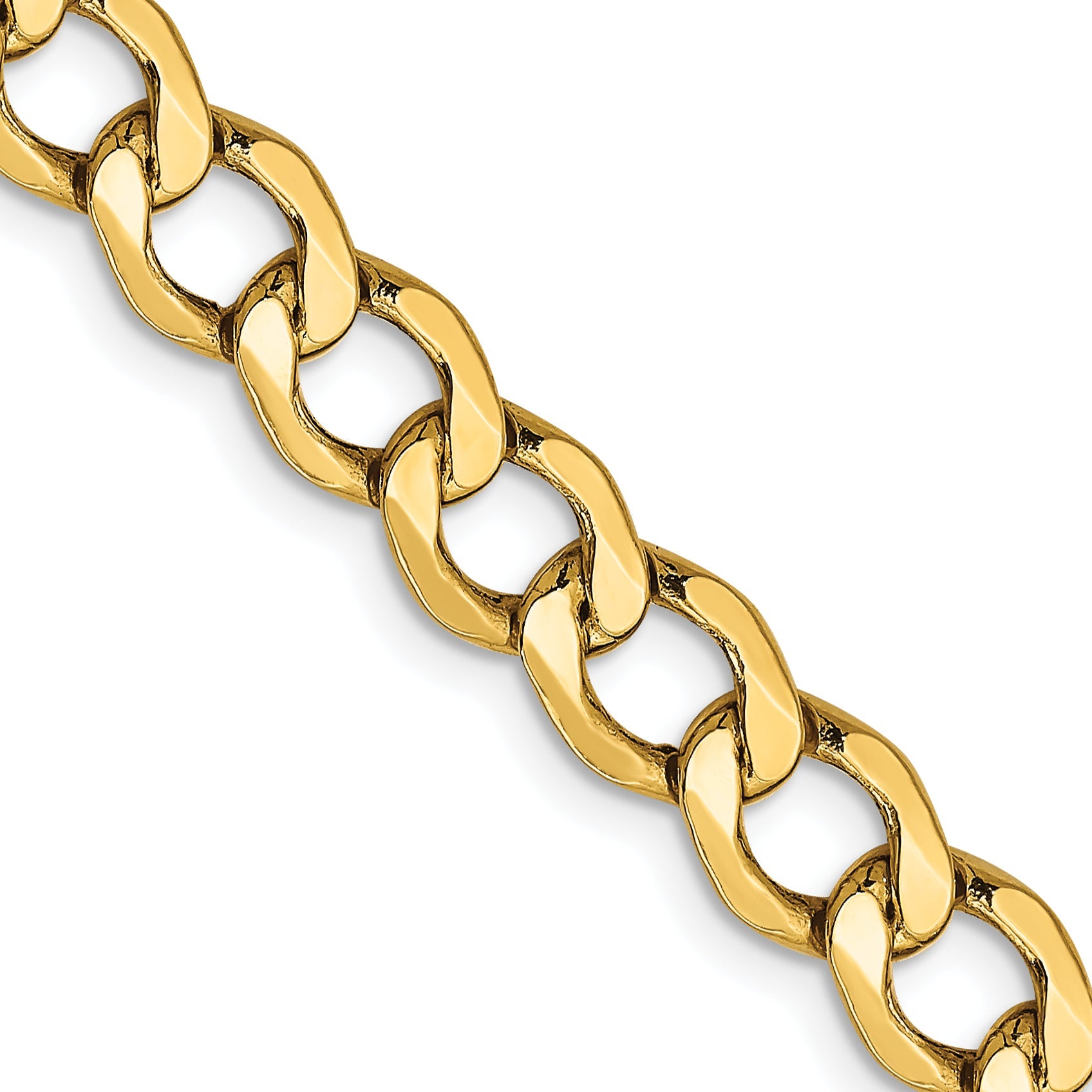 10k Yellow Gold 6.5mm Semi-Solid Curb Link Chain