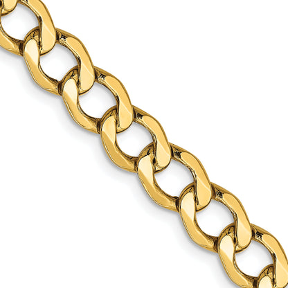 10k Yellow Gold 6.5mm Semi-Solid Curb Link Chain