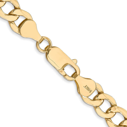 26 Inch 10k Yellow Gold 7mm Semi-Solid Curb Link Chain Necklace