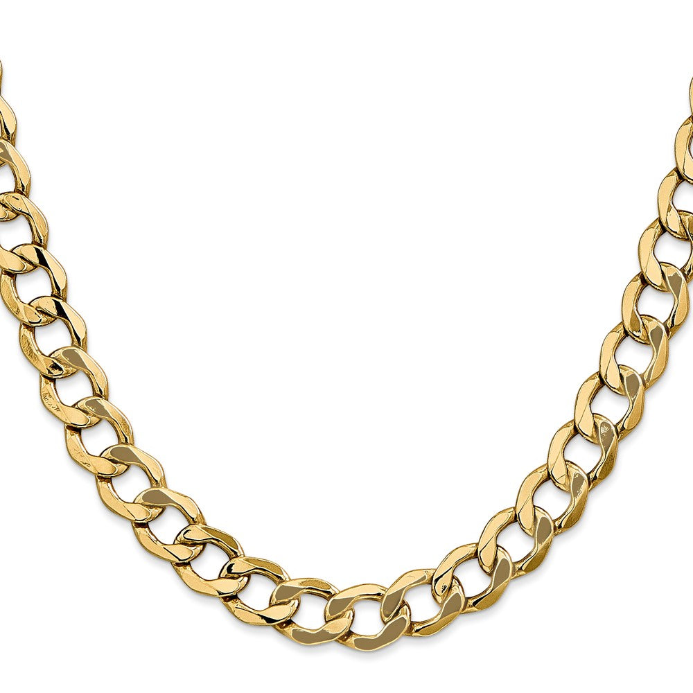 2 Inch 10K Yellow Gold 10K 9mm Semi-Solid Curb Chain Necklace