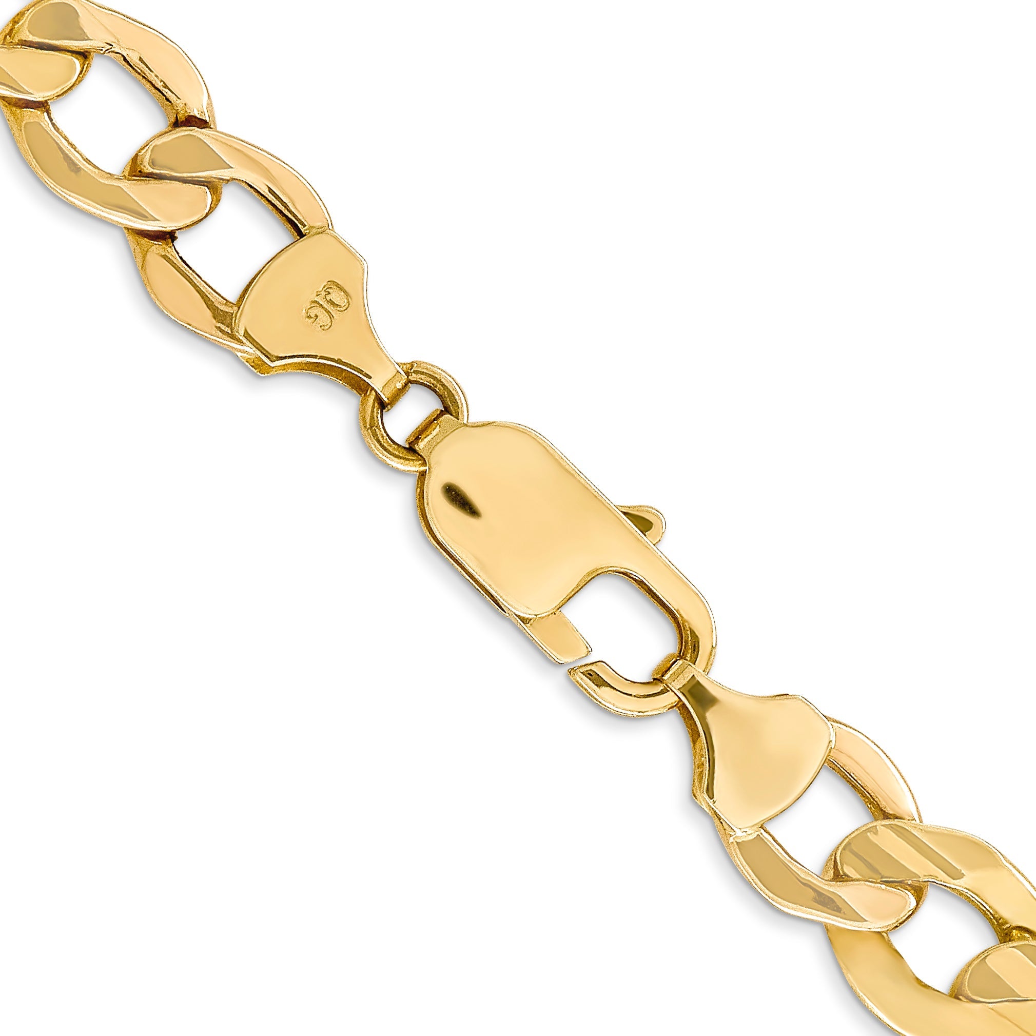 24 Inch 10K Yellow Gold 10K 9mm Semi-Solid Curb Chain Necklace