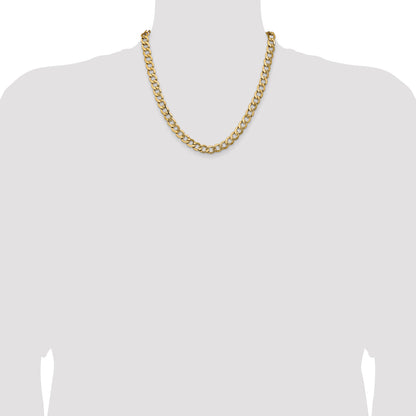 2 Inch 10K Yellow Gold 10K 9mm Semi-Solid Curb Chain Necklace