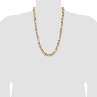 26 Inch 10K Yellow Gold 10K 9mm Semi-Solid Curb Chain Necklace