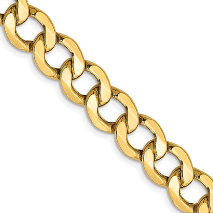 26 Inch 10K Yellow Gold 10K 9mm Semi-Solid Curb Chain Necklace