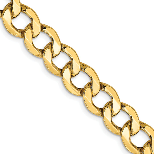 10K Yellow Gold 10K 9mm Semi-Solid Curb Chain