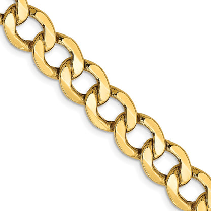 2 Inch 10K Yellow Gold 10K 9mm Semi-Solid Curb Chain Necklace