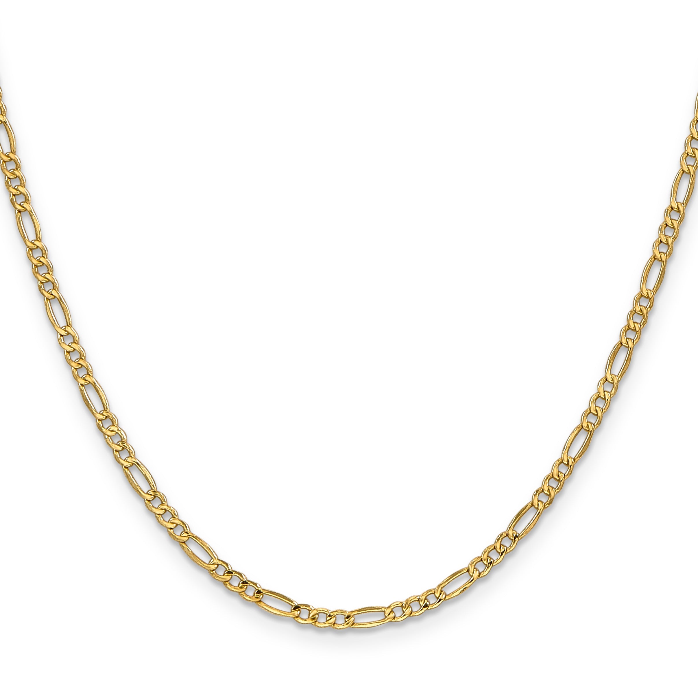 26 Inch 10K Yellow Gold 2.5mm Semi-Solid Figaro Chain Necklace