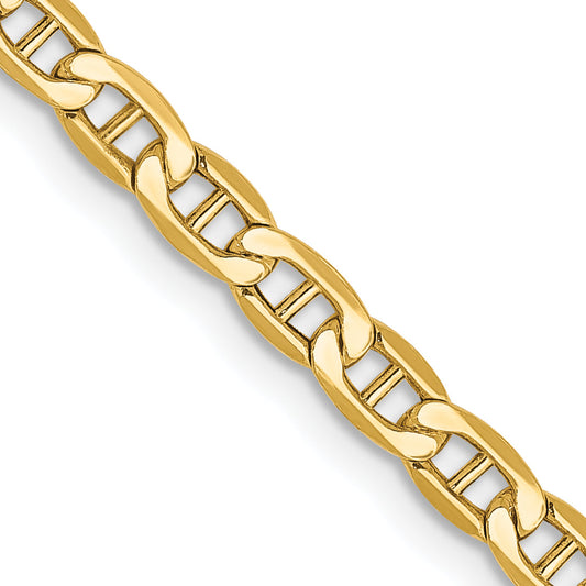22 Inch 10K Yellow Gold 3.2mm Semi-Solid Anchor Chain Necklace
