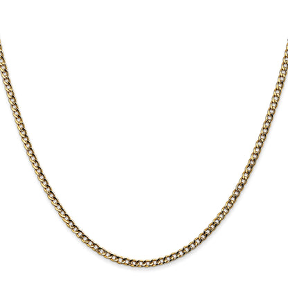 2 Inch 10k Yellow Gold 2.5mm Semi-Solid Curb Link Chain Necklace