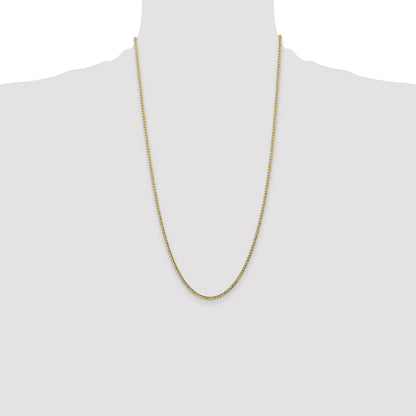 26 Inch 10K Yellow Gold 2.5mm Semi-Solid Curb Link Chain Necklace