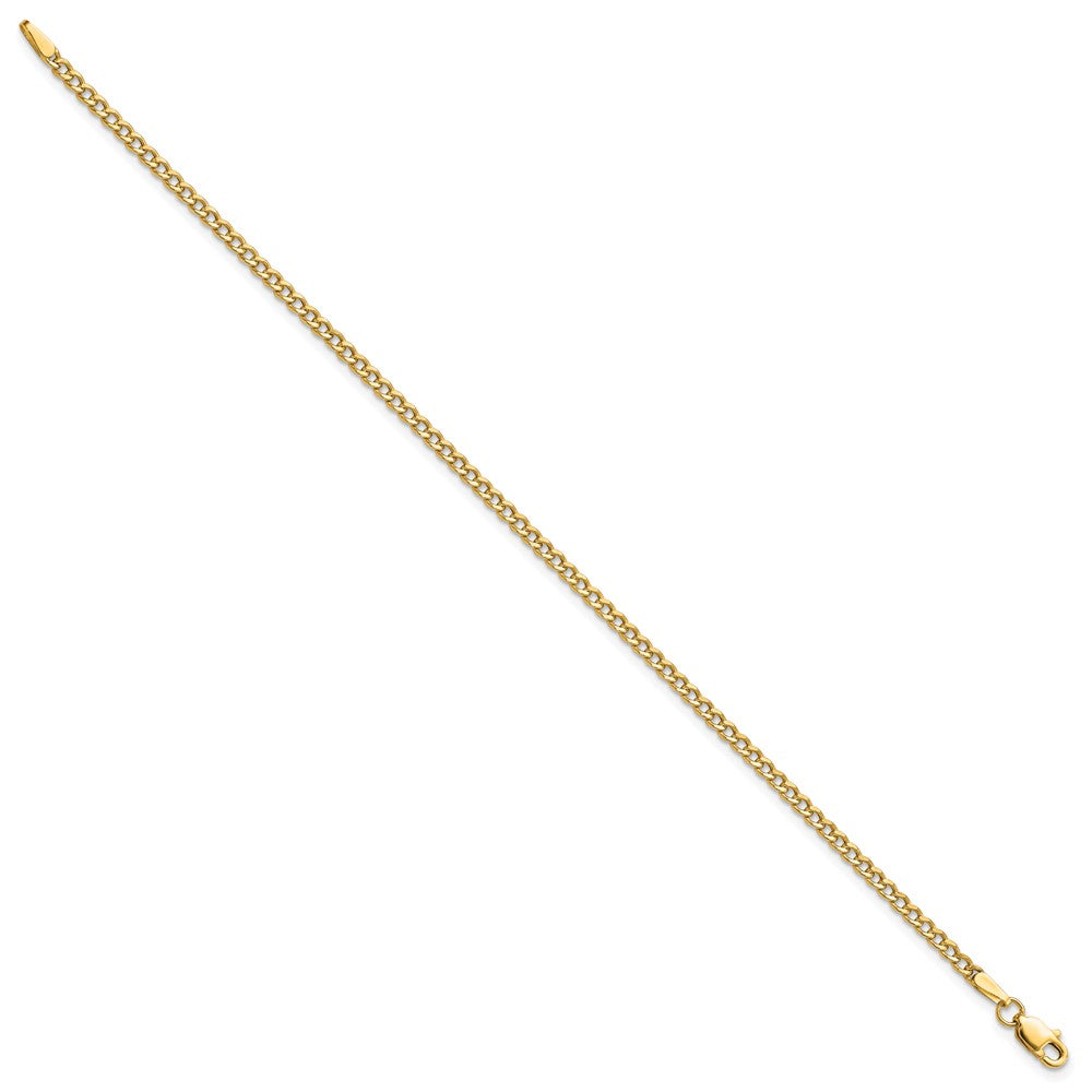 10K Yellow Gold 2.5mm Semi-Solid Curb Link Chain Anklet