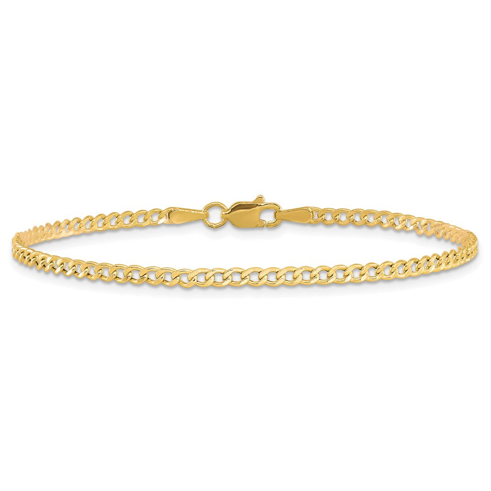10K Yellow Gold 2.5mm Semi-Solid Curb Link Chain Anklet