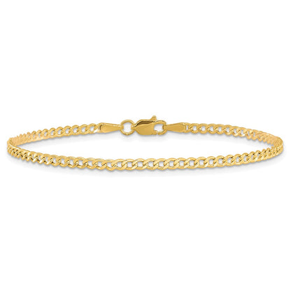 10K Yellow Gold 2.5mm Semi-Solid Curb Link Chain Anklet