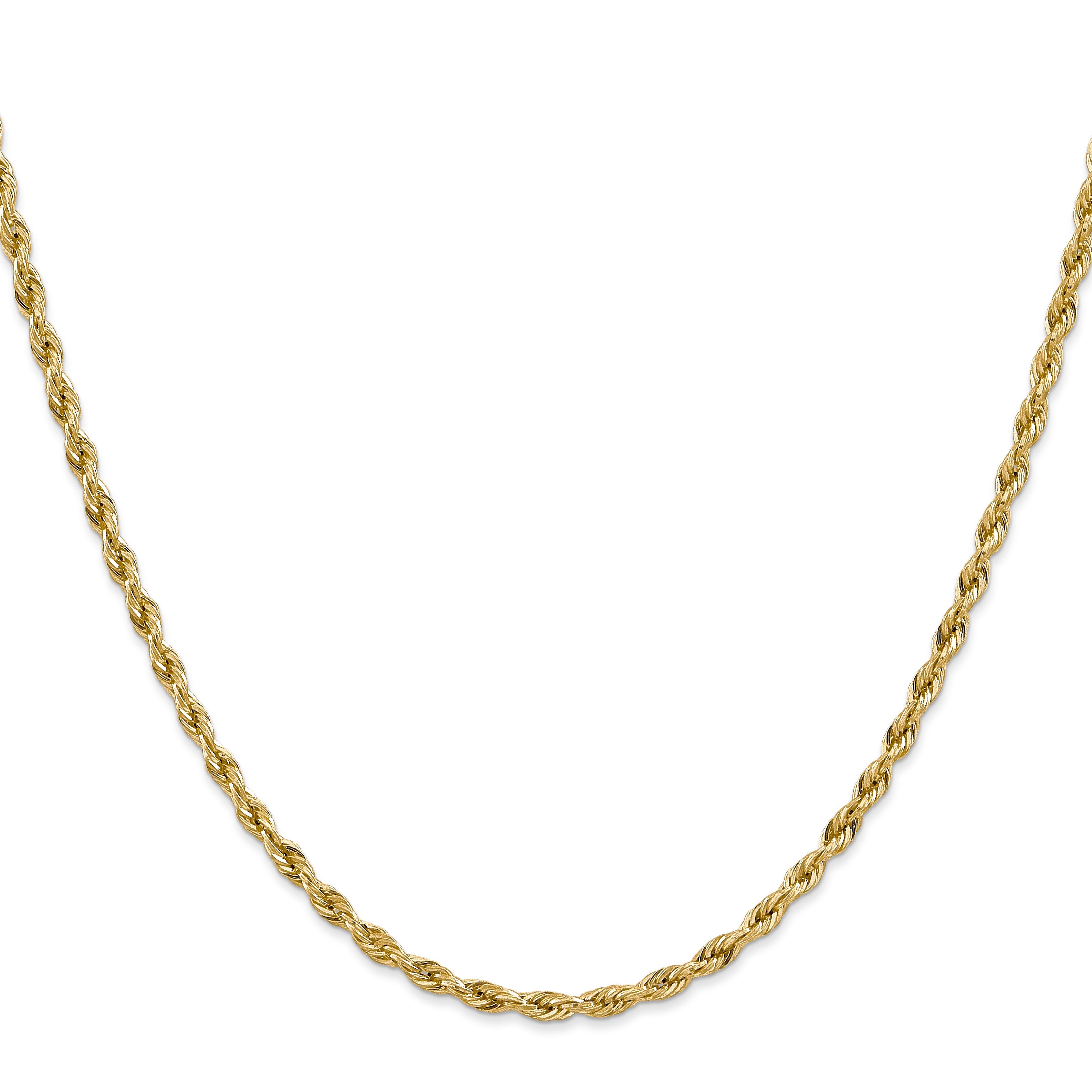 24 Inch 10k Yellow Gold 3mm Semi-Solid Rope Chain Necklace