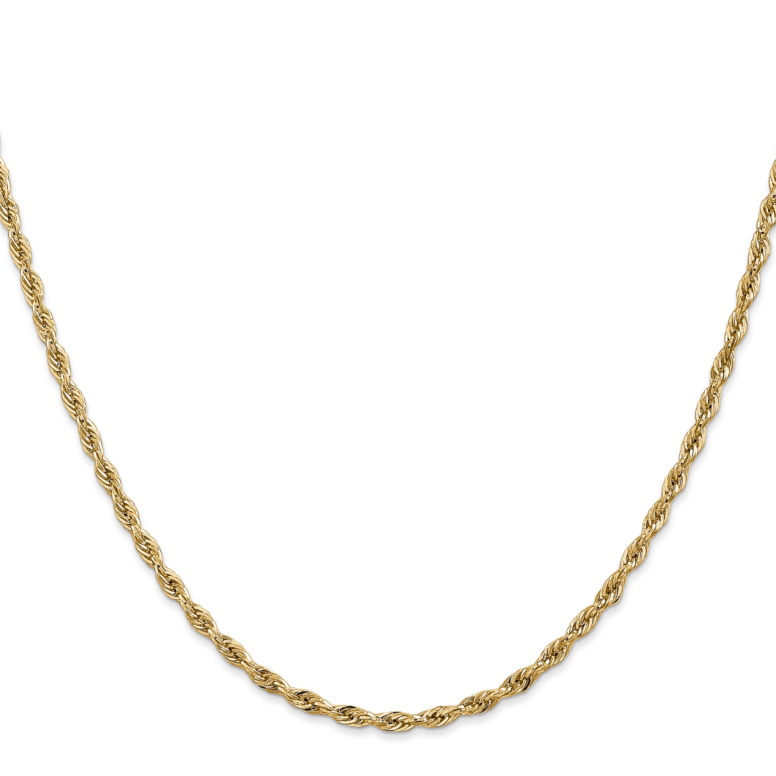 28 Inch 10k Yellow Gold 2.8mm Semi-Solid Rope Chain Necklace