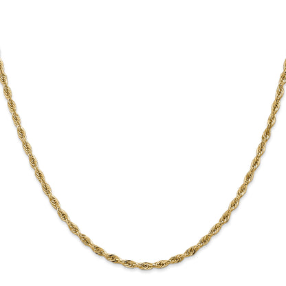28 Inch 10k Yellow Gold 2.8mm Semi-Solid Rope Chain Necklace