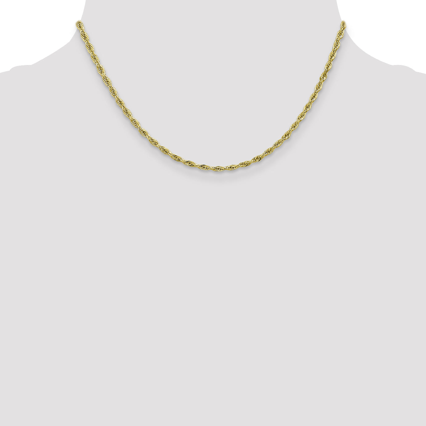16 Inch 10k Yellow Gold 2.8mm Semi-Solid Rope Chain Necklace
