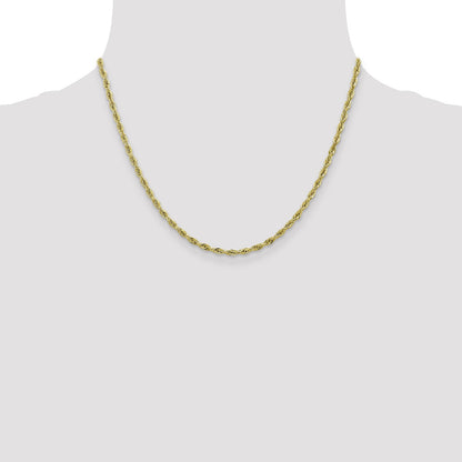18 Inch 10k Yellow Gold 2.8mm Semi-Solid Rope Chain Necklace