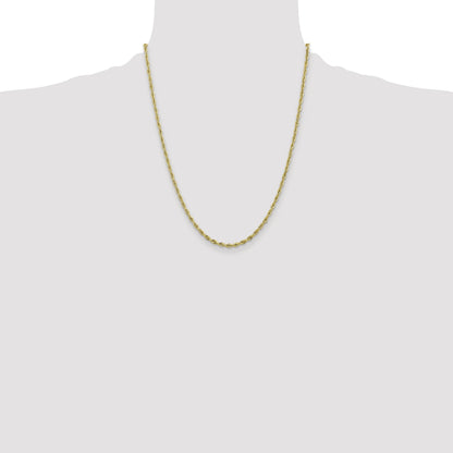 22 Inch 10k Yellow Gold 2.8mm Semi-Solid Rope Chain Necklace