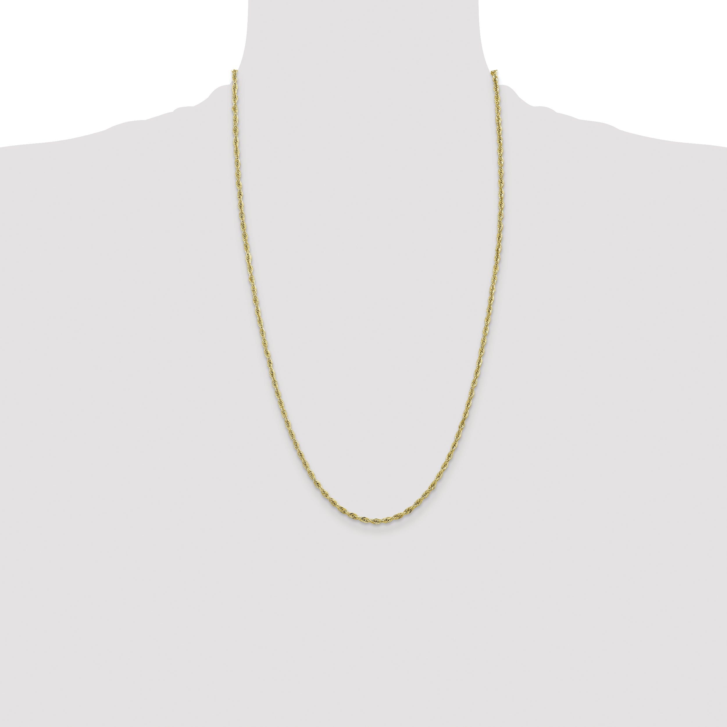 26 Inch 10k Yellow Gold 2.8mm Semi-Solid Rope Chain Necklace