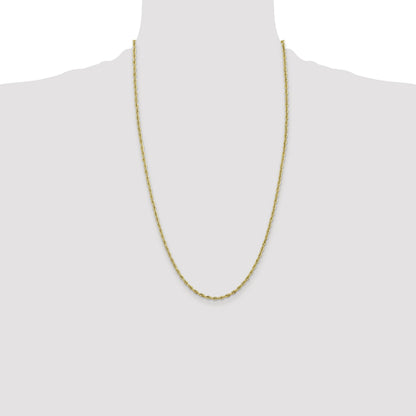 26 Inch 10k Yellow Gold 2.8mm Semi-Solid Rope Chain Necklace