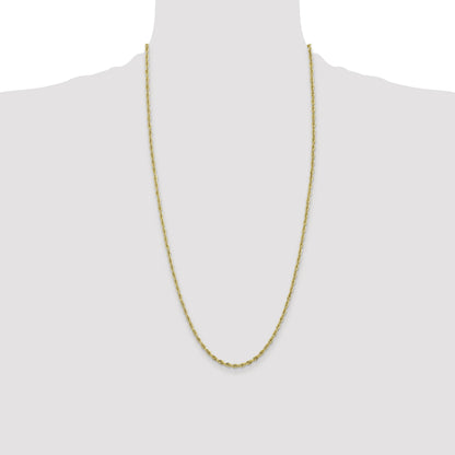 28 Inch 10k Yellow Gold 2.8mm Semi-Solid Rope Chain Necklace