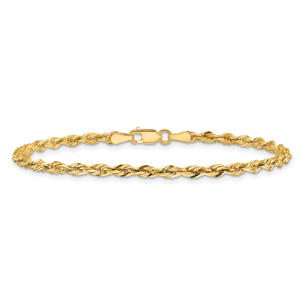 9 Inch 10K Yellow Gold 2.8mm Semi-Solid Rope Chain Anklet