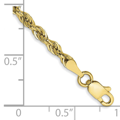 8 Inch 10k Yellow Gold 2.8mm Semi-Solid Rope Chain Bracelet
