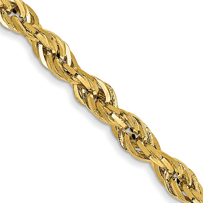 18 Inch 10k Yellow Gold 2.8mm Semi-Solid Rope Chain Necklace