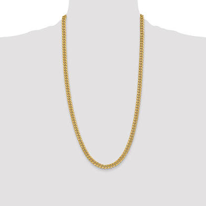 28 Inch 10K Yellow Gold 6mm Semi-Solid Miami Cuban Chain Necklace