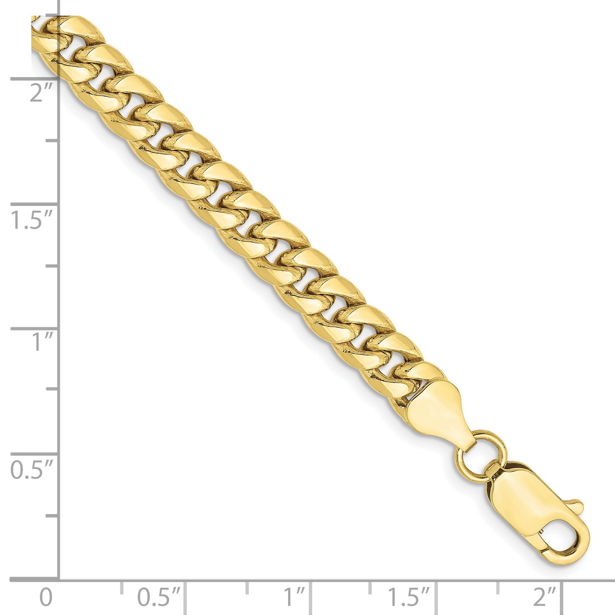 8 Inch 10K Yellow Gold 6mm Semi-Solid Miami Cuban Chain Bracelet