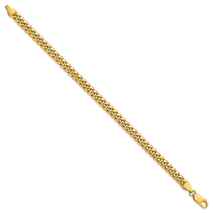 8 Inch 10K Yellow Gold 6mm Semi-Solid Miami Cuban Chain Bracelet