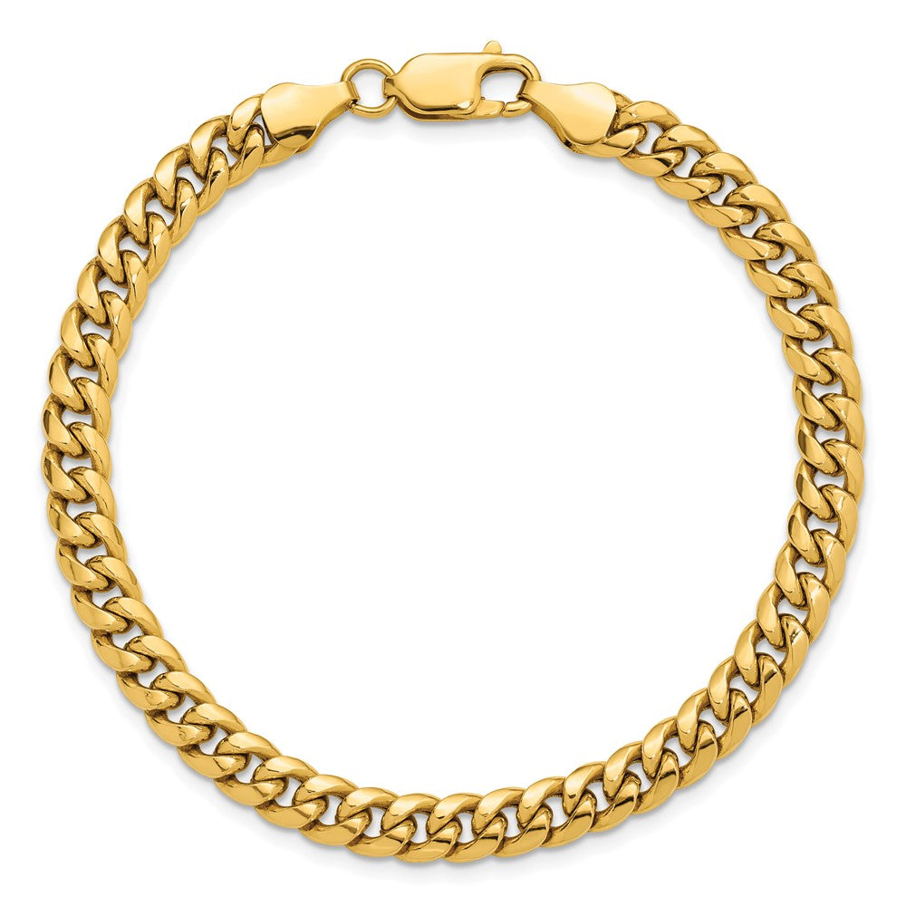 8 Inch 10K Yellow Gold 6mm Semi-Solid Miami Cuban Chain Bracelet
