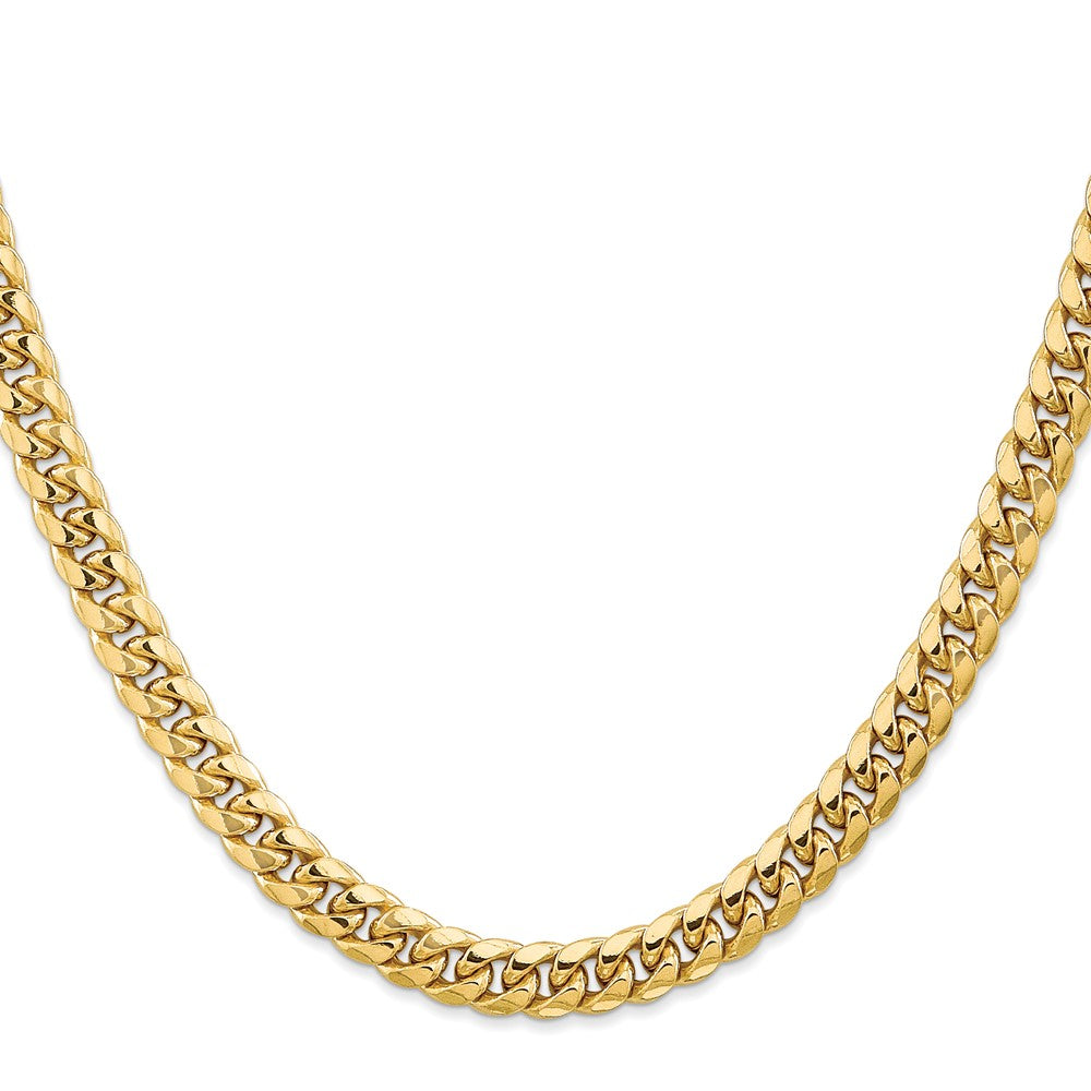 18 Inch 10K Yellow Gold 6.75mm Semi-Solid Miami Cuban Chain Necklace
