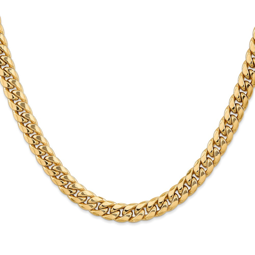 26 Inch 10k Yellow Gold 7.3mm Semi-Solid Miami Cuban Chain Necklace