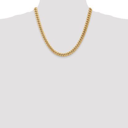 2 Inch 10k Yellow Gold 7.3mm Semi-Solid Miami Cuban Chain Necklace