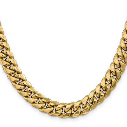 24 Inch 10k Yellow Gold 9.3mm Semi-Solid Miami Cuban Chain Necklace