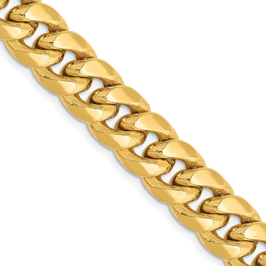 24 Inch 10k Yellow Gold 9.3mm Semi-Solid Miami Cuban Chain Necklace